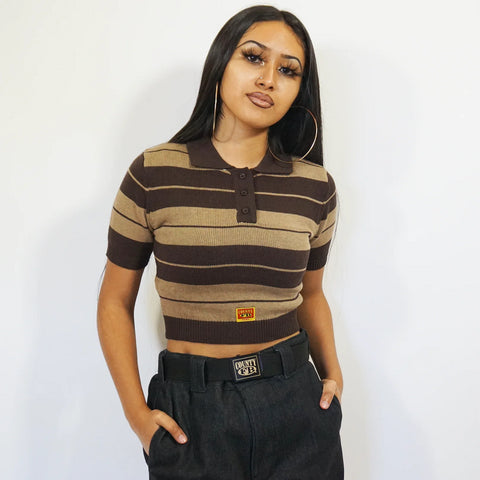 FB COUNTY CHARLIE BROWN CROP TOP BROWN/TAN