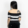 FB COUNTY CHARLIE BROWN "OFF THE SHOULDER" CROP TOP-BLACK/WHITE