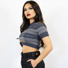 FB COUNTY CHARLIE BROWN CROP TOP - CHARCOAL/GREY