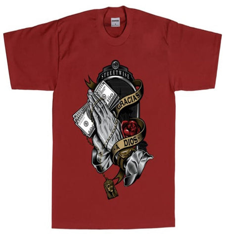 "GRACIAS A DIOS" MEN'S BURGUNDY TEE